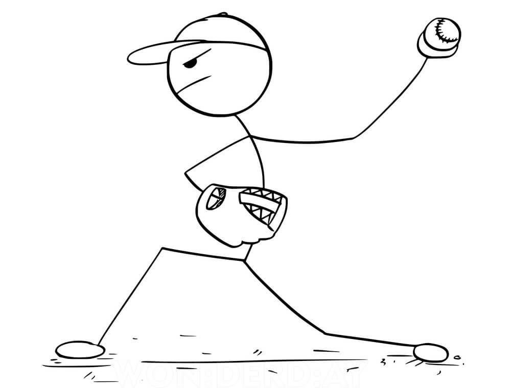 Stickman Playing Baseball Coloring Page