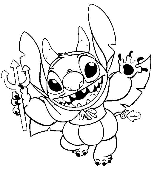 Stitch on Hallween Coloring Page
