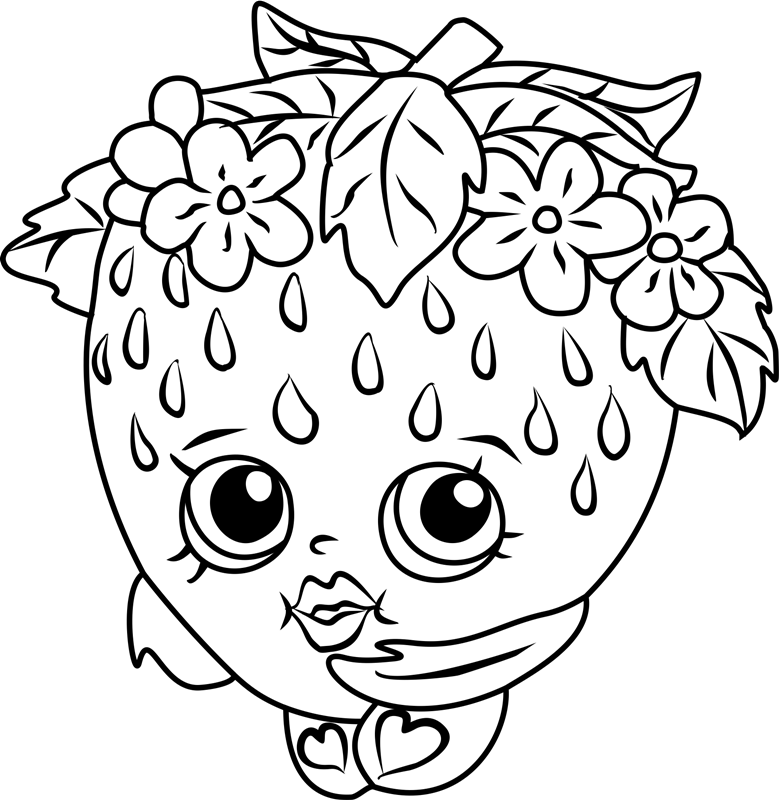 Strawberry Kiss From Shopkins Coloring Page