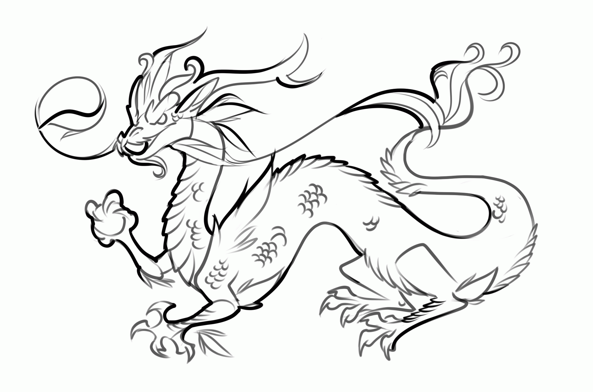 Strong Chinese Dragon Coloring Page