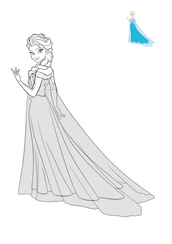 Sublime Elsa En Robe De Bal Coloring Page