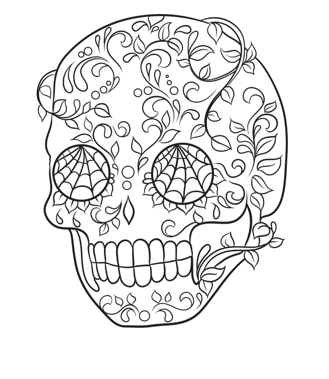Sugar Skull Very Cool Easy Calavera Coloring Page