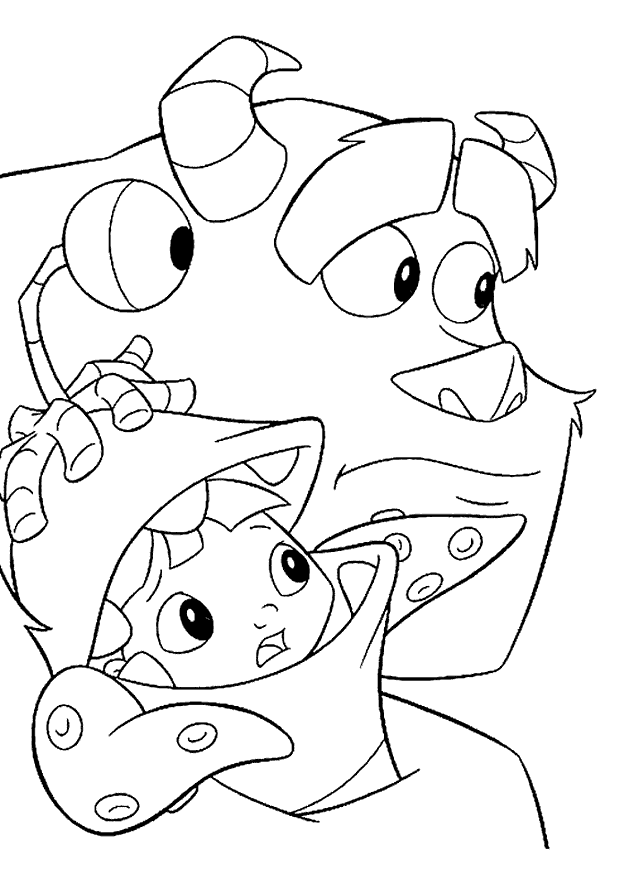 Sulley and Boo Monsters Incs Coloring Page