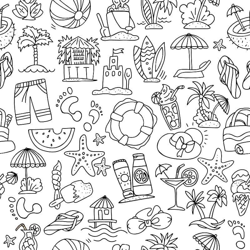 Summer Aestheic Coloring Page
