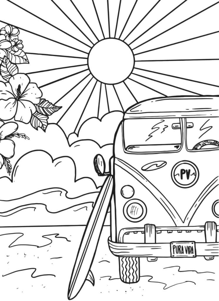 Summer Aestheics Coloring Page