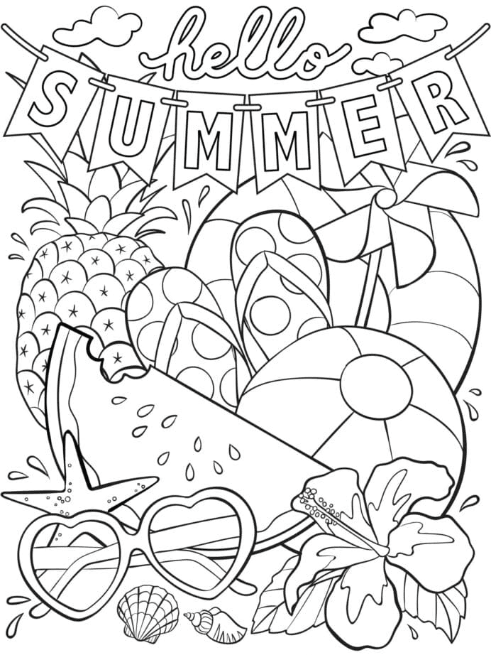 Summer Things Coloring Page