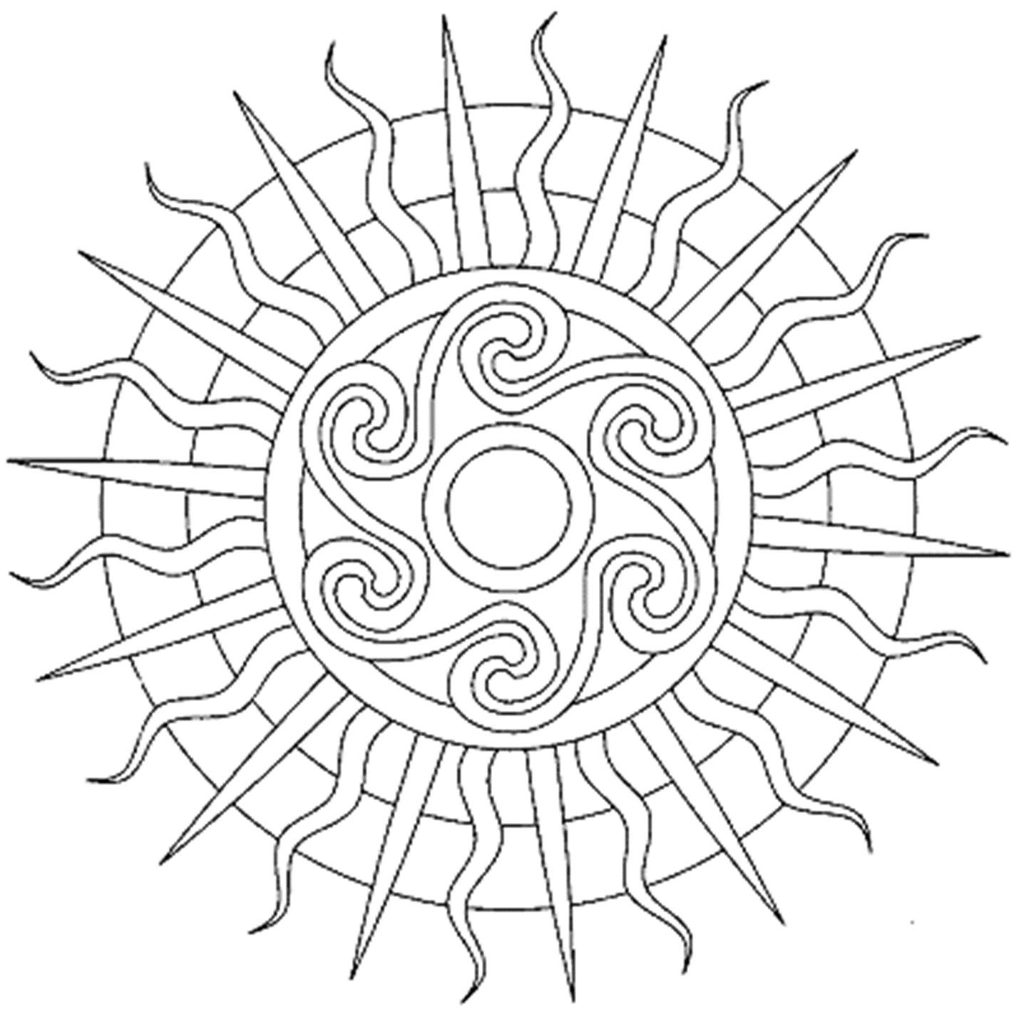 Sun Mandala Sf128 Coloring Page