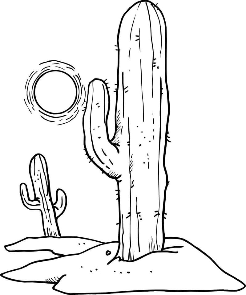 Sun over Desert Coloring Page