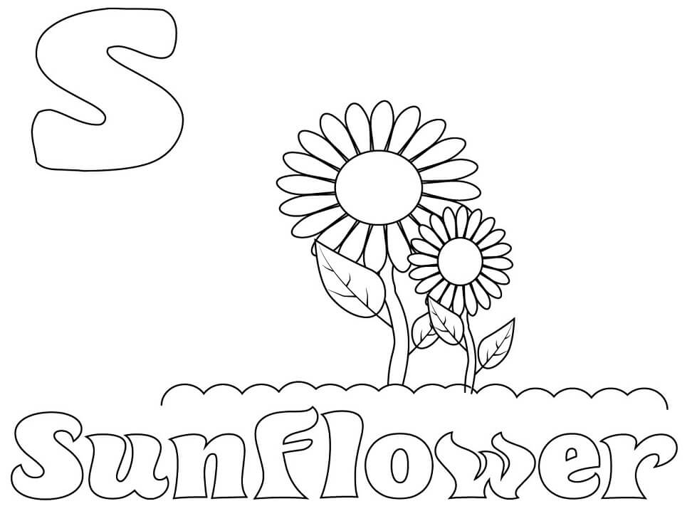 Sunflower Letter S Coloring Page