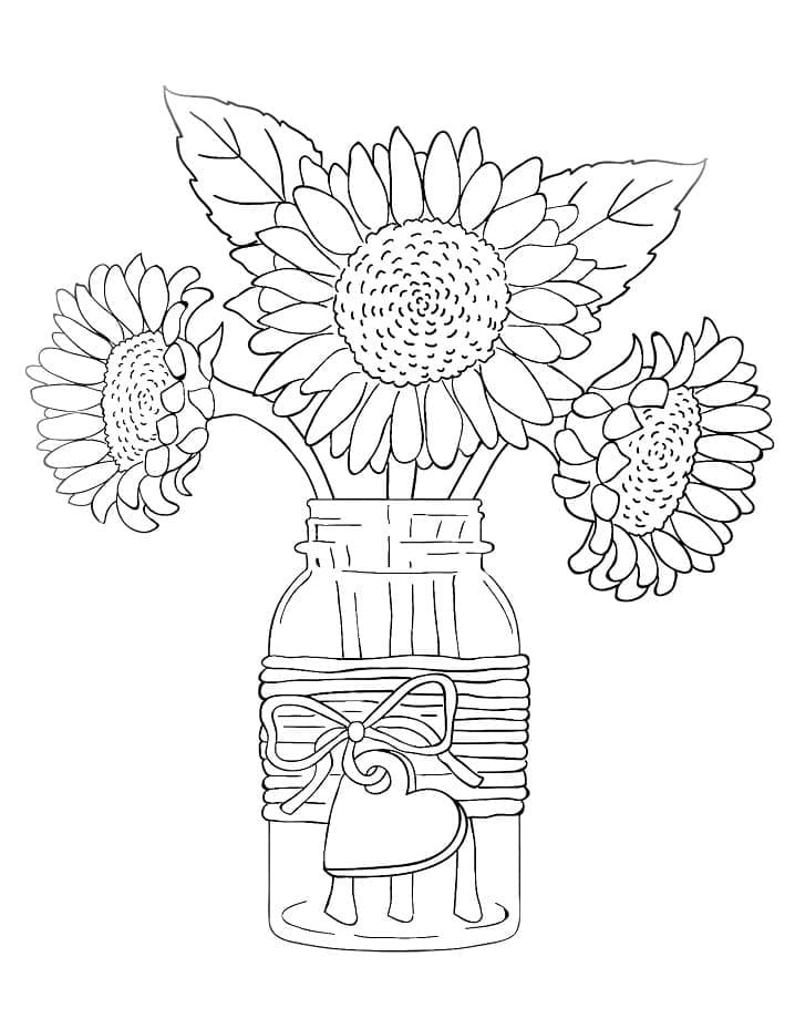 Sunflowers Aestheics Coloring Page