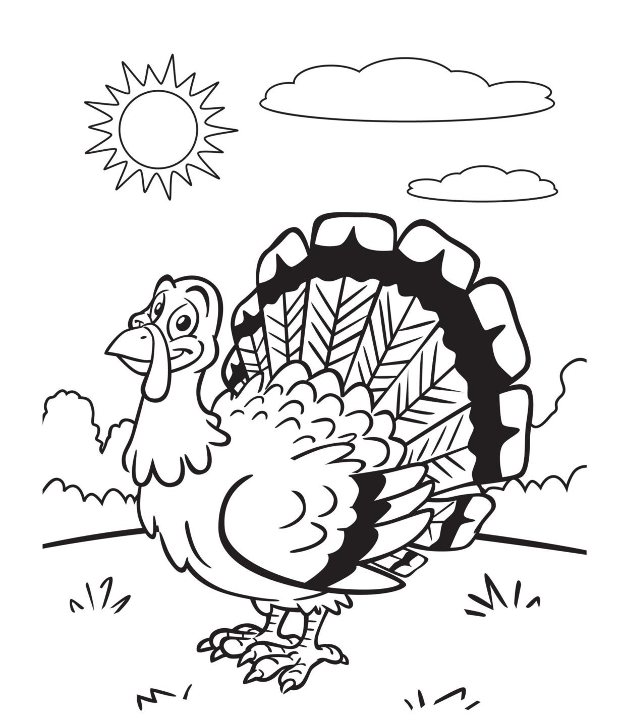 Sunny Turkey Coloring Page