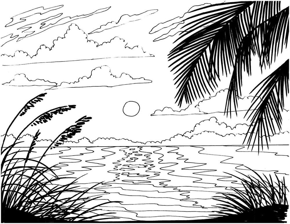 Sunset 2 Coloring Page