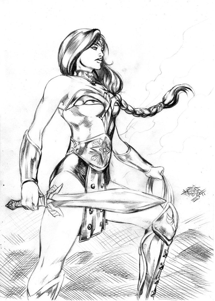 Super Wonder Woman Art Adult Coloring Page