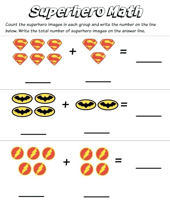 Superhero Math Kindergarten Worksheets