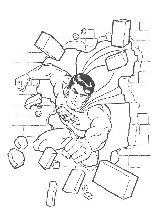 Superman Flying Through Wall Coloring Page5771 Coloring Page