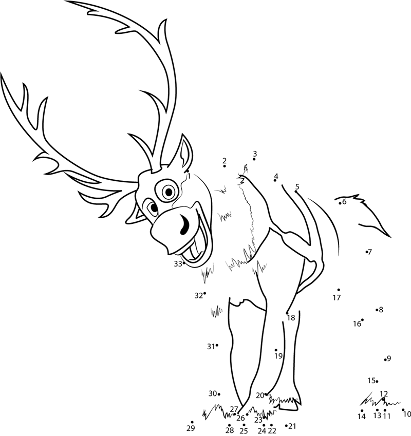 Sven Connect the Dots Game Easy Coloring Page