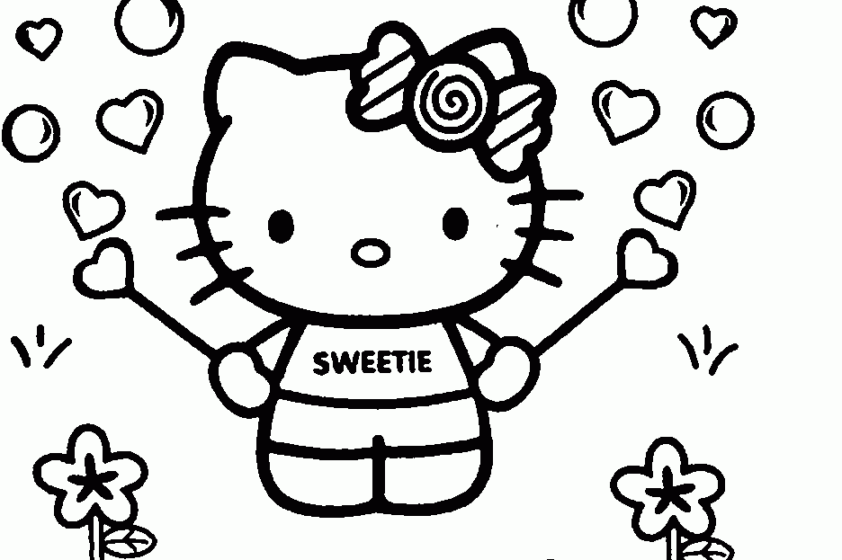 Sweet Hello Kitty For Girls Coloring Page