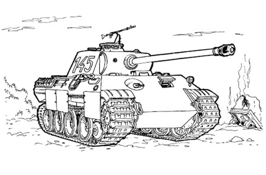 Tank Number 145 Coloring Page