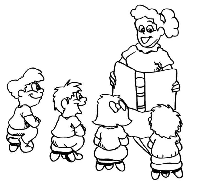 Teacher Smiling Coloring Page