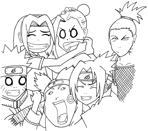 Team 7 And 10 In Naruto Coloring Page