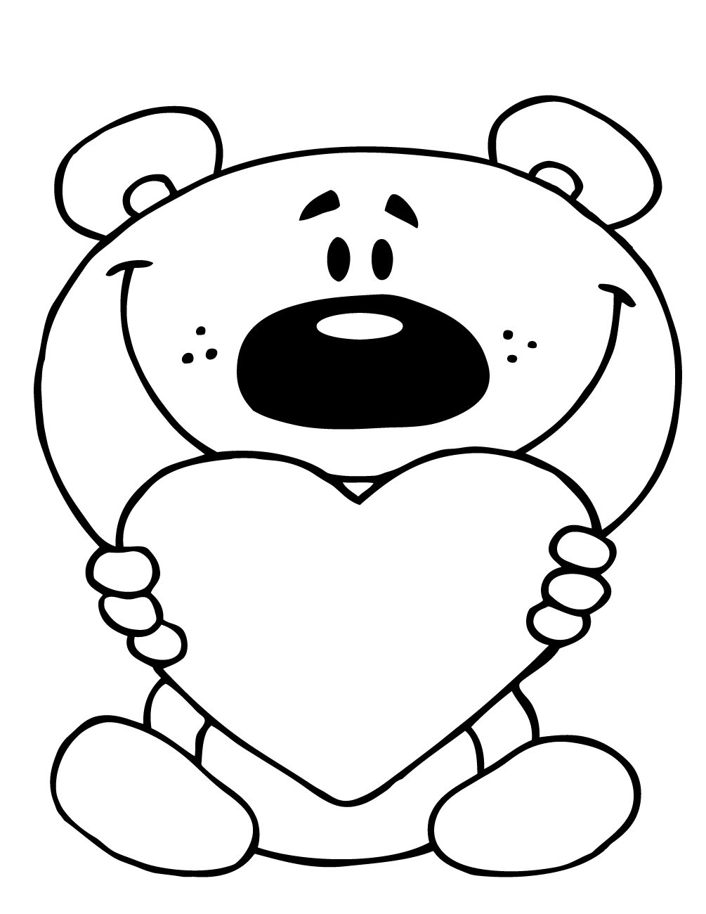 Teddy Bear Holding A Red Heart Coloring Page