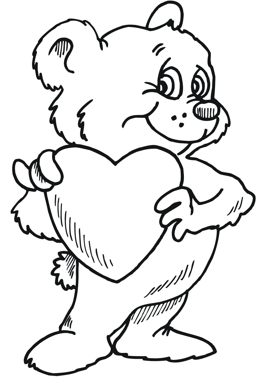 Teddy Bear With Heart Coloring Page