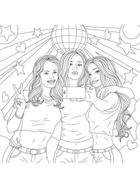 Teenagers Best Friends Coloring Page