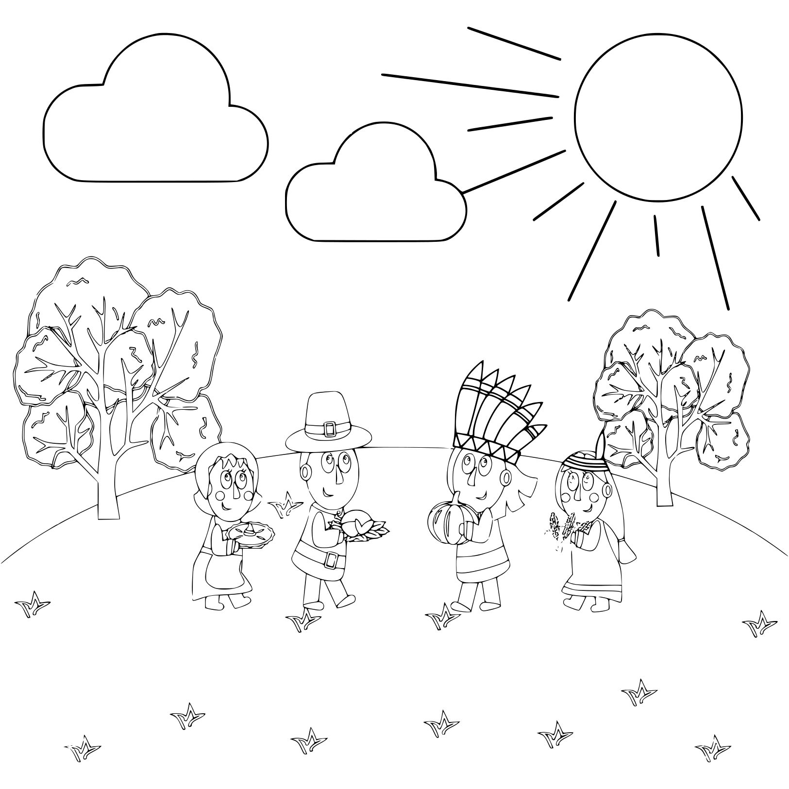 Thanksgiving Day Make New Friends Coloring Page