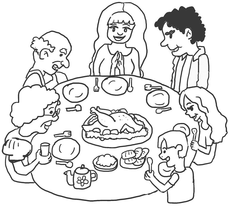 Thanksgiving Dinner Coloring Page