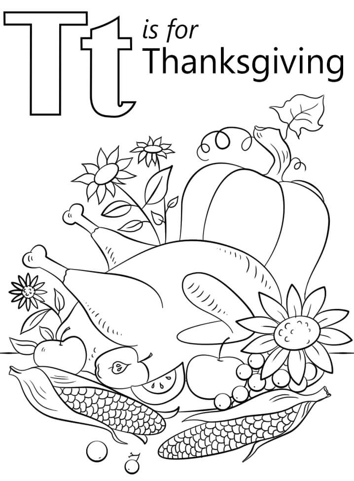 Thanksgiving Letter T Coloring Page