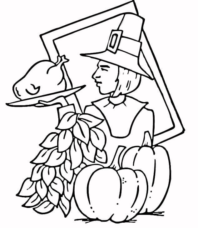 Thanksgiving Pilgrim Coloring Page