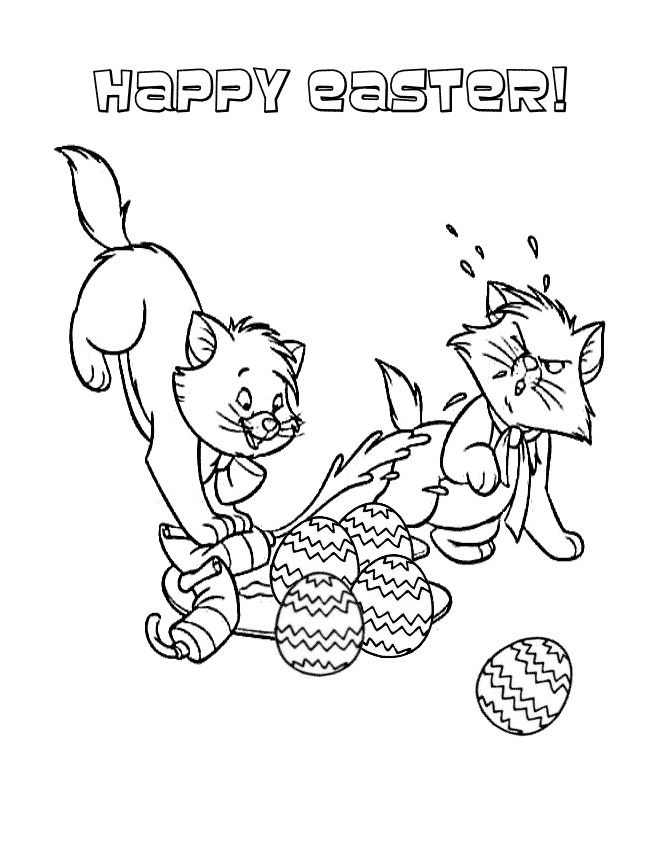 The Aristocats And Easter Eggs Coloring Page