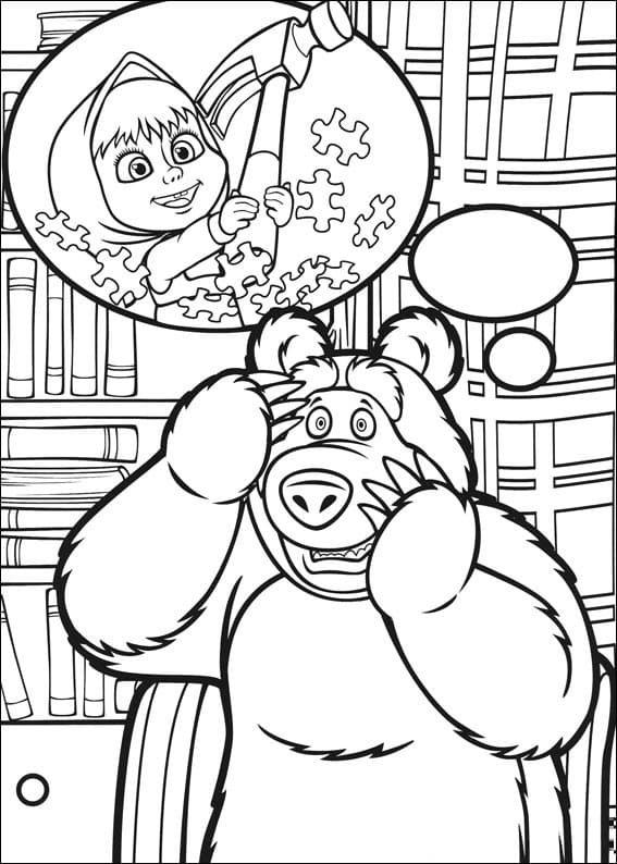 The Bear in Panic Coloring Page