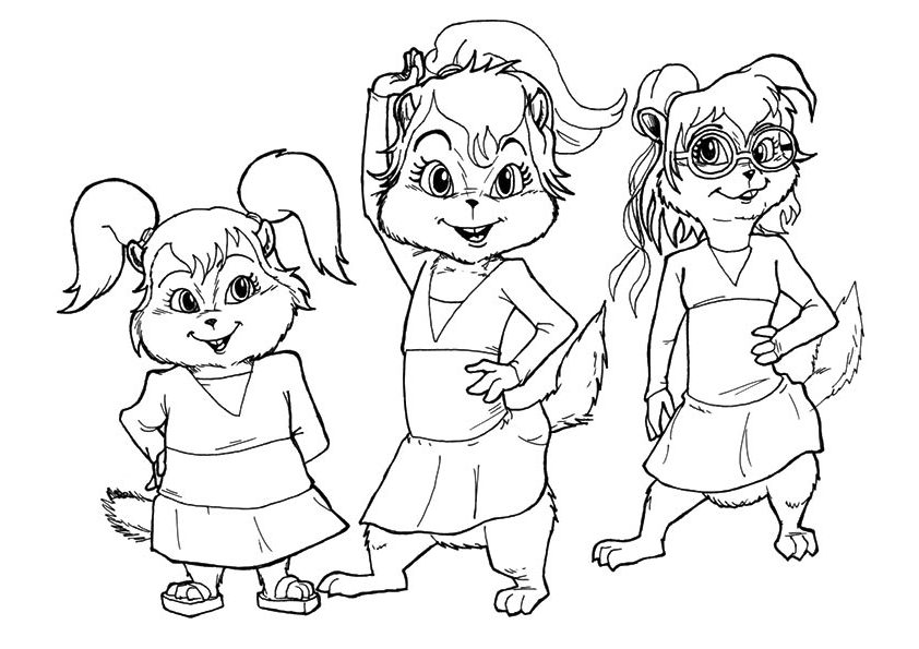The Chipmunks Group Dance Coloring Page