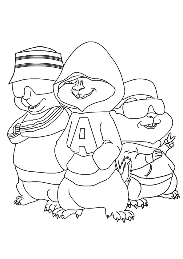 The Chipmunks HipHop Coloring Page