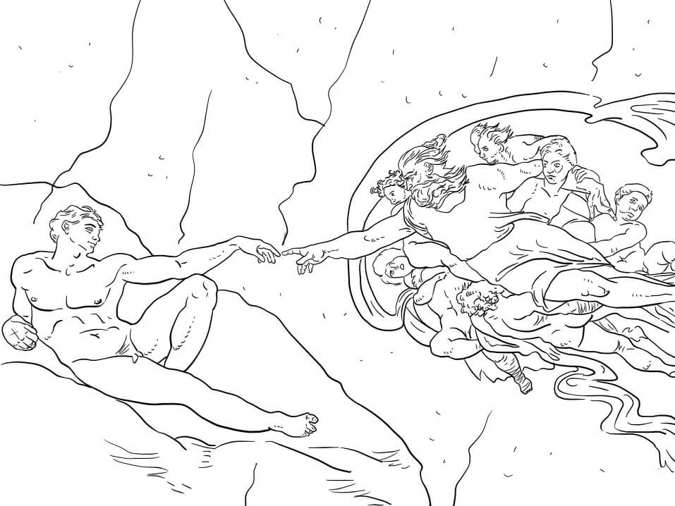 The Creation of Adam Coloring Page