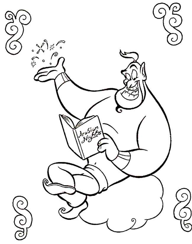 The Genie Reading Book Disney Coloring Pages037c Coloring Page