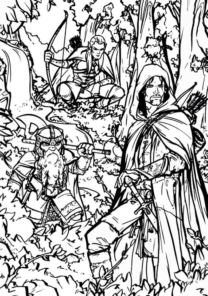 The Lord of the Rings Characters Coloring Page