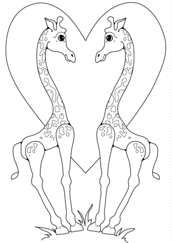The Love Of Giraffes Coloring Page