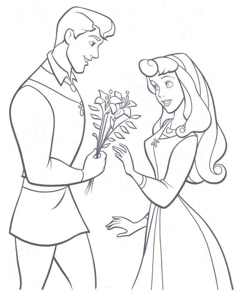 The Prince Giving Aurora Flowers Coloring Pageb21c Coloring Page