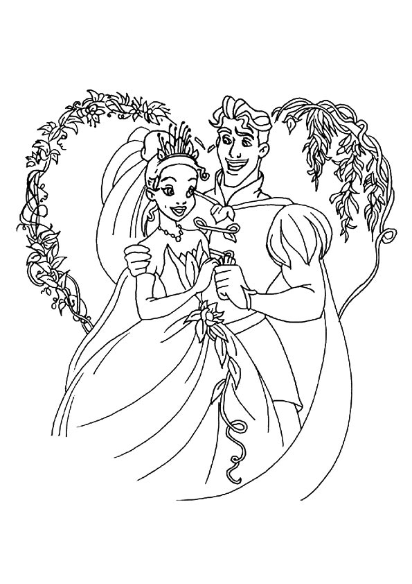 The Princess With Her Prince Coloring Page