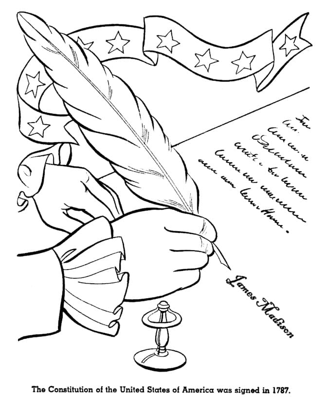 The Signing of the US Constitution Coloring Page
