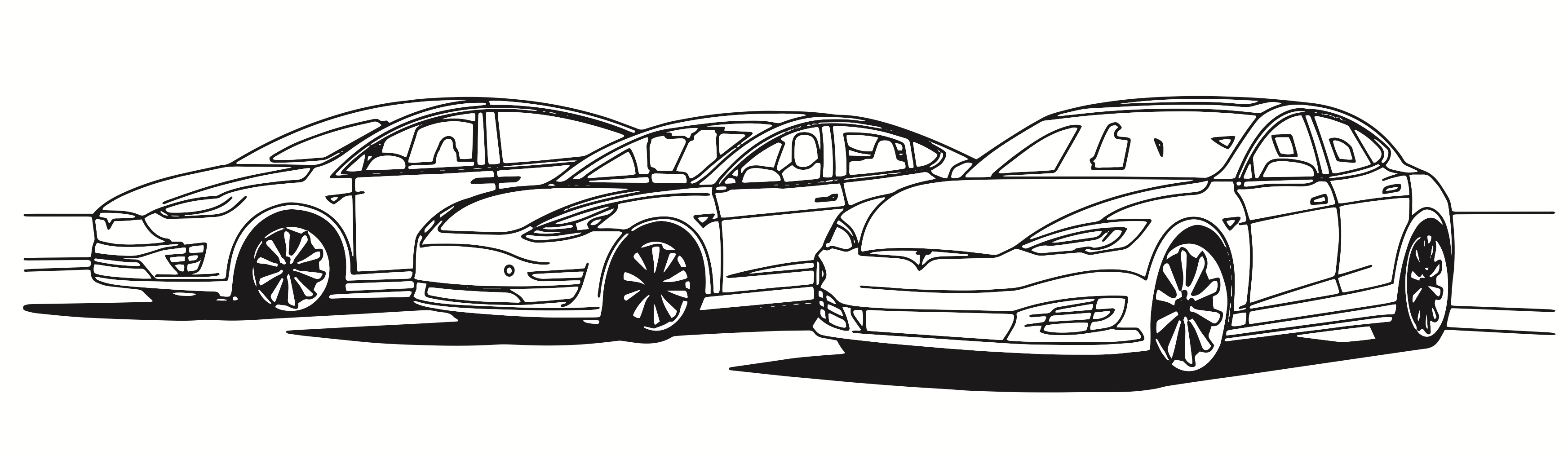 The Three Vehicles Tesla Coloring Page
