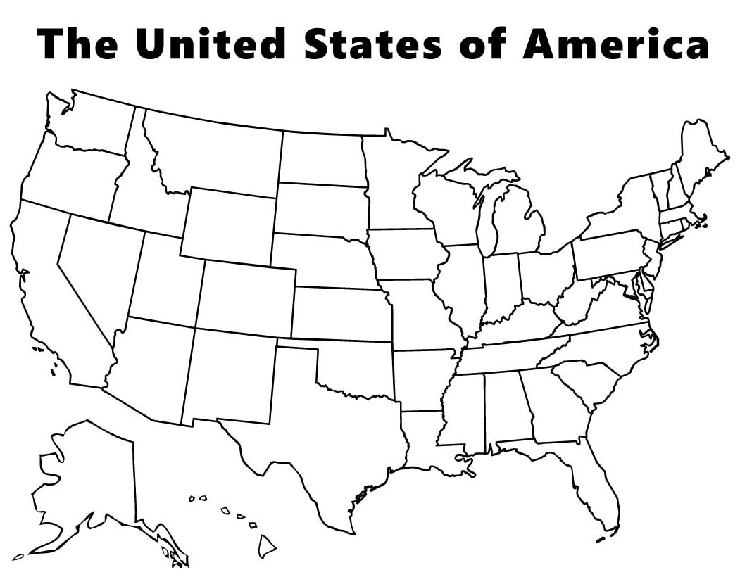 The United States of America Map Coloring Page