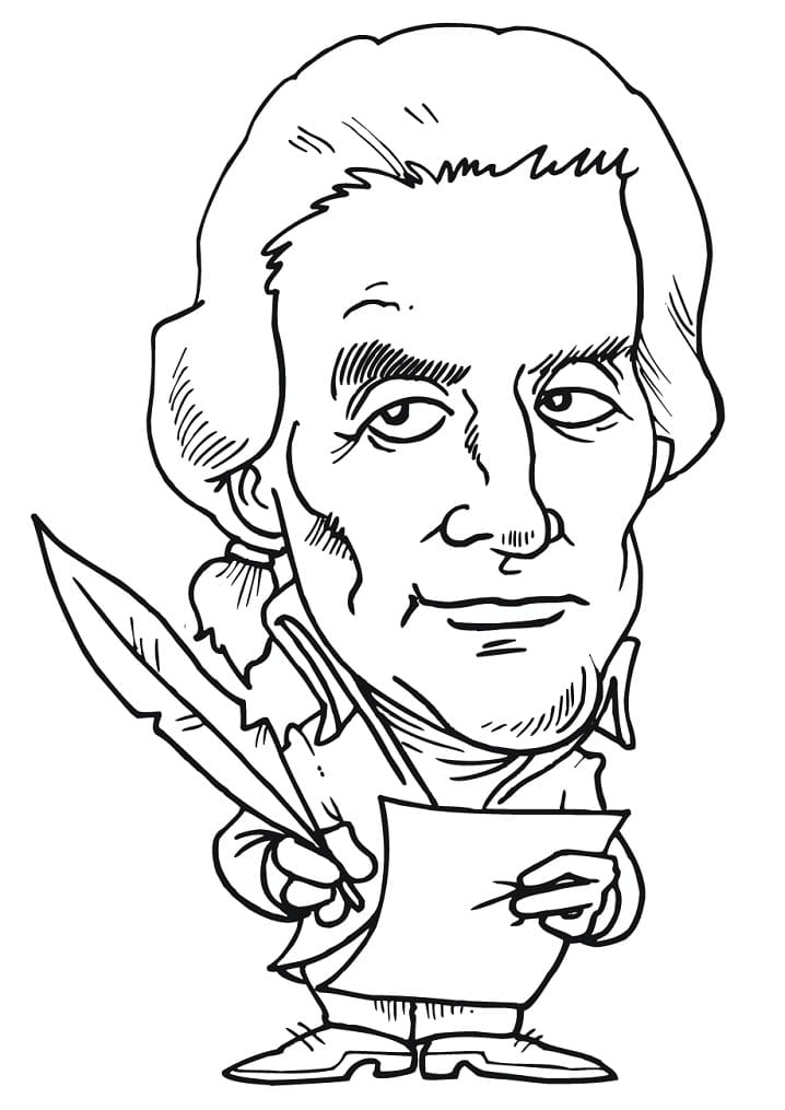 Thomas Jefferson Caricature coloring page Coloring Page