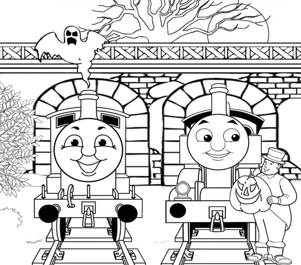 Thomas The Train Halloween Coloring Page