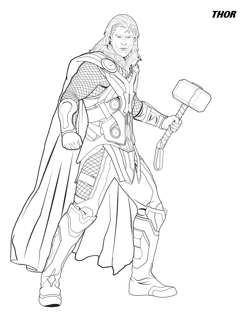 Thor From The Avengers Coloring Page