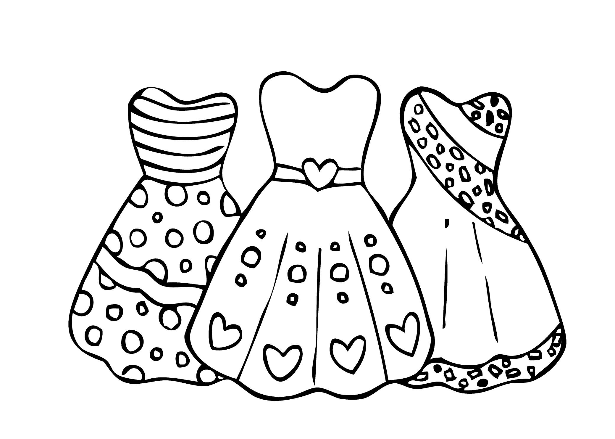 Three Dress Coloring Page