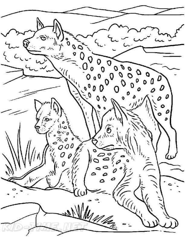 Three Hyenas Coloring Page