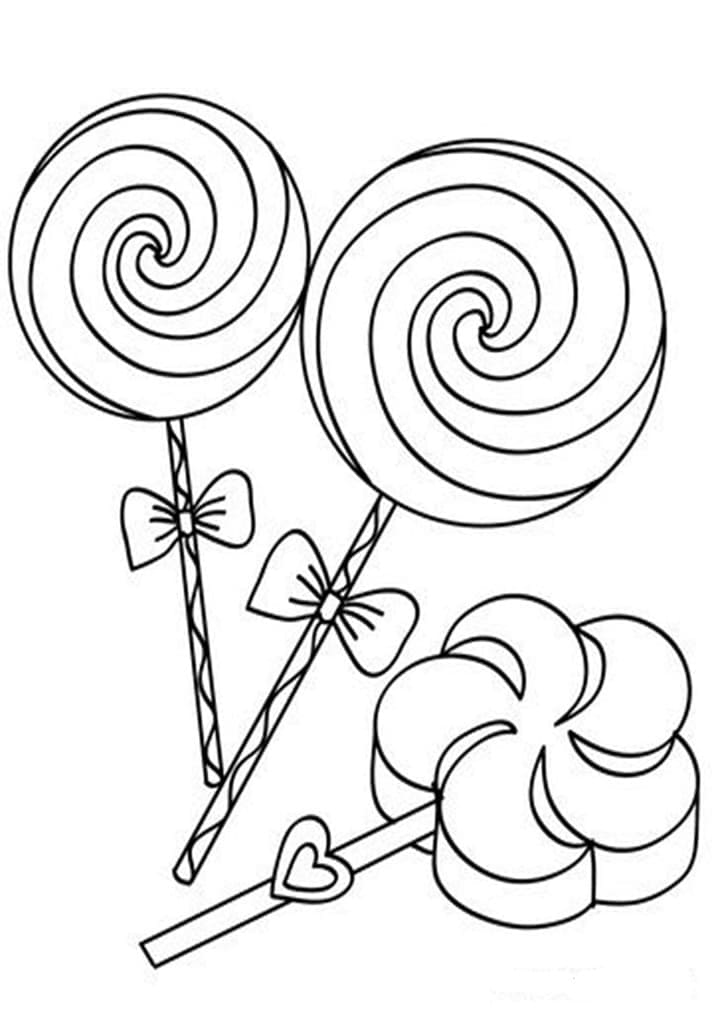 Three Lollipops Coloring Page